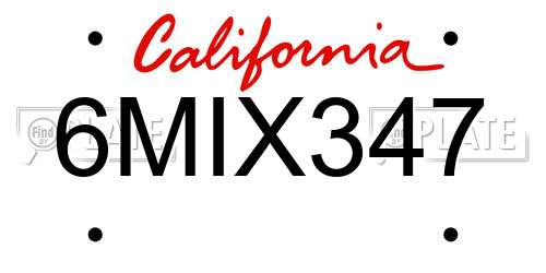 6MIX347 California License Plate