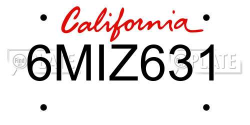 6MIZ631 California License Plate