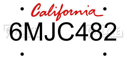 6MJC482 California License Plate