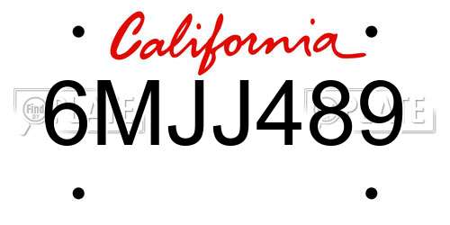6MJJ489 California License Plate