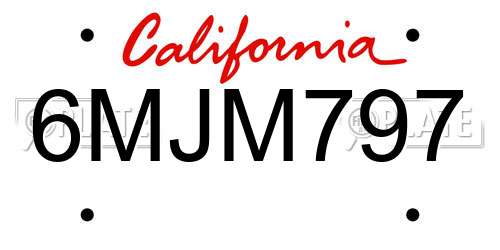 6MJM797 California License Plate