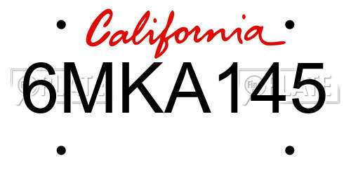 6MKA145 California License Plate