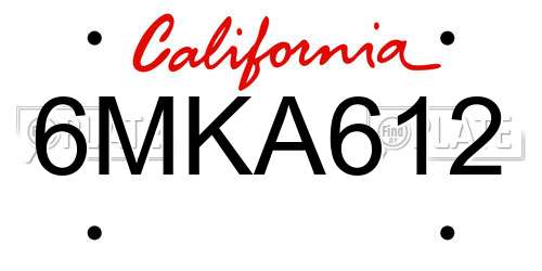 6MKA612 California License Plate