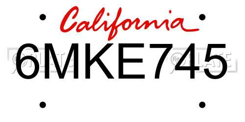 6MKE745 California License Plate