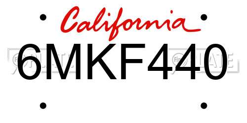 6MKF440 California License Plate
