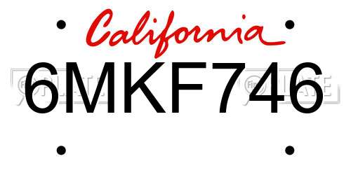6MKF746 California License Plate