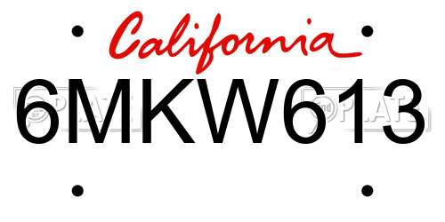 6MKW613 California License Plate