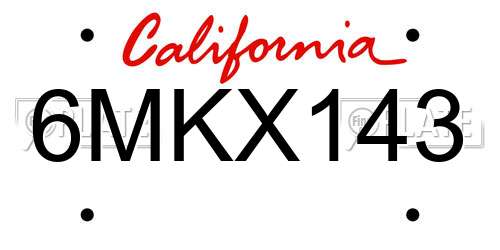6MKX143 California License Plate