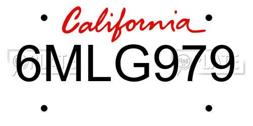 6MLG979 California License Plate