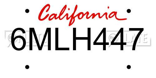 6MLH447 California License Plate