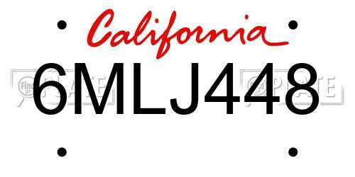6MLJ448 California License Plate