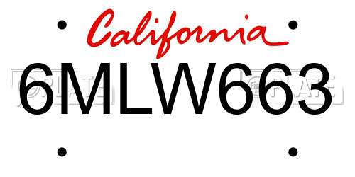 6MLW663 California License Plate