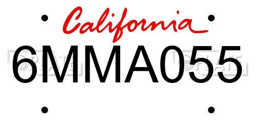 6MMA055 California License Plate