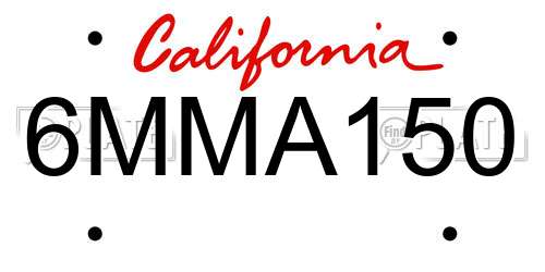 6MMA150 California License Plate