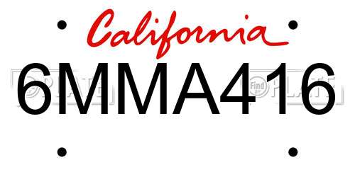 6MMA416 California License Plate