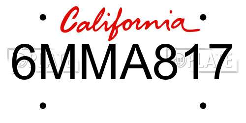 6MMA817 California License Plate
