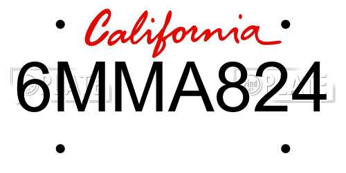 6MMA824 California License Plate