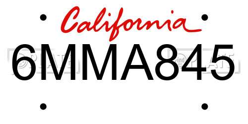 6MMA845 California License Plate