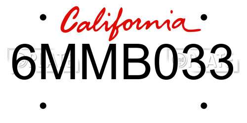 6MMB033 California License Plate