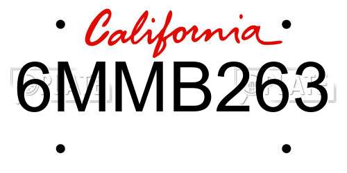 6MMB263 California License Plate