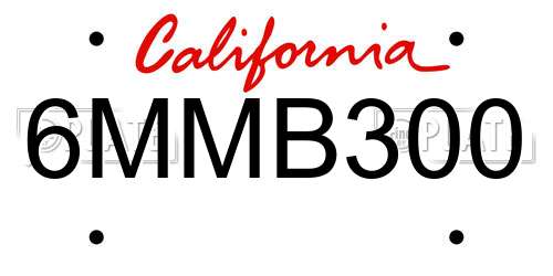 6MMB300 California License Plate