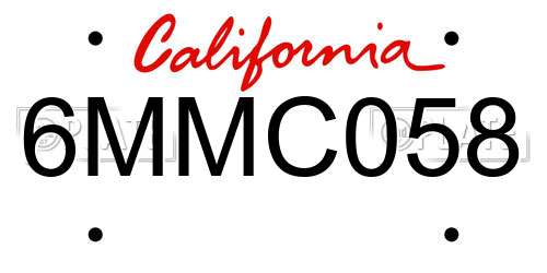 6MMC058 California License Plate