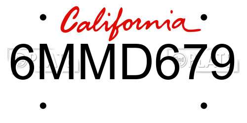 6MMD679 California License Plate