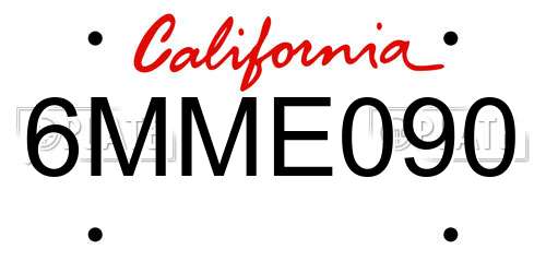 6MME090 California License Plate