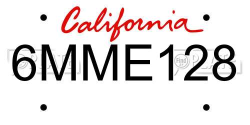 6MME128 California License Plate