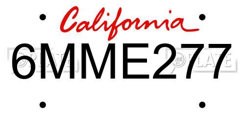6MME277 California License Plate