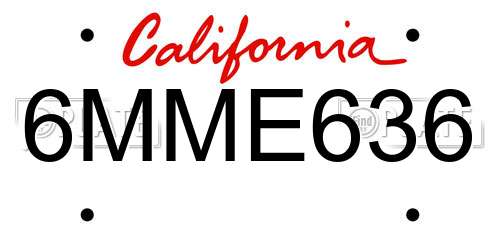 6MME636 California License Plate