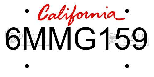 6MMG159 California License Plate