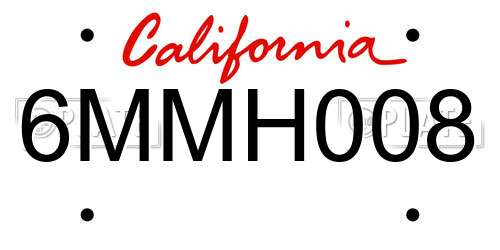 6MMH008 California License Plate