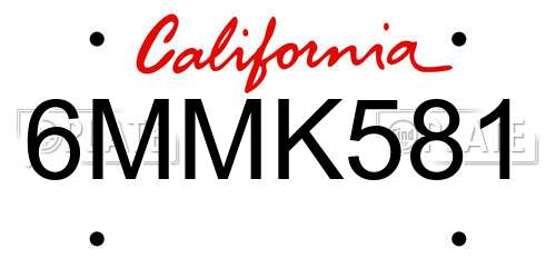 6MMK581 California License Plate