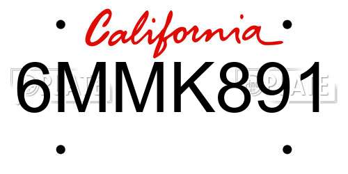 6MMK891 California License Plate
