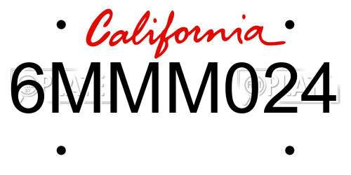 6MMM024 California License Plate