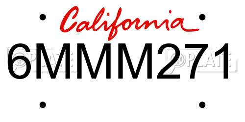 6MMM271 California License Plate