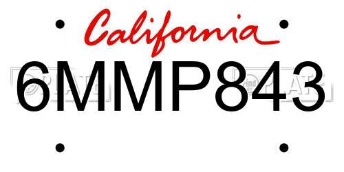 6MMP843 California License Plate