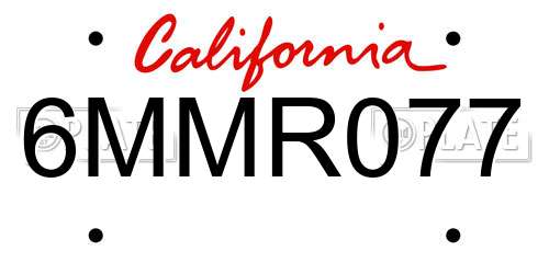6MMR077 California License Plate