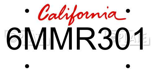 6MMR301 California License Plate