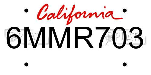 6MMR703 California License Plate