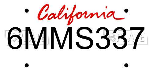 6MMS337 California License Plate