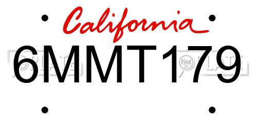 6MMT179 California License Plate