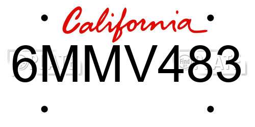 6MMV483 California License Plate