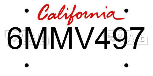 6MMV497 California License Plate
