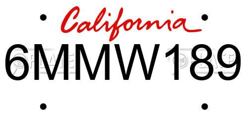 6MMW189 California License Plate