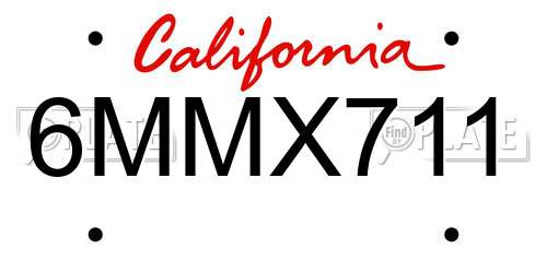 6MMX711 California License Plate