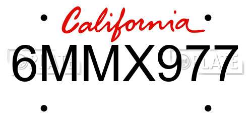 6MMX977 California License Plate