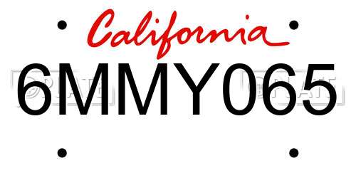6MMY065 California License Plate