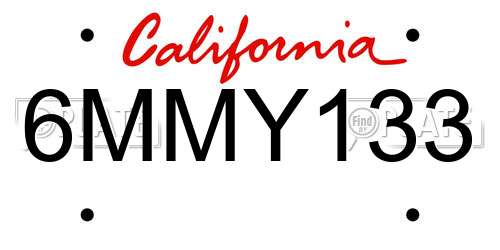 6MMY133 California License Plate
